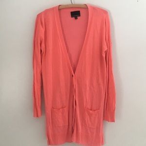 Cynthia Rowley Sweaters - Deep V Button Tunic Cardigan L Sleeve Peach Coral Cynthia Rowley Sweaters - Deep V Button Tunic Cardigan L Sleeve Peach Coral